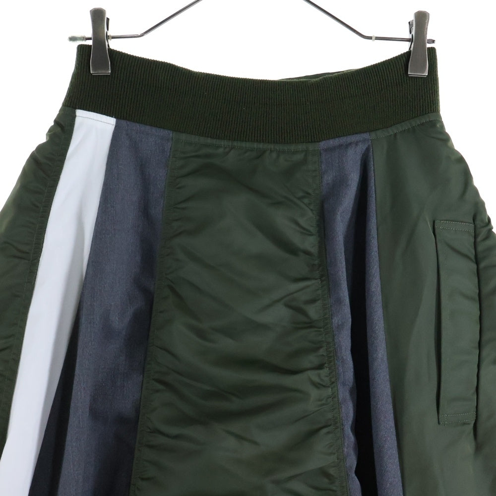 ENFOLD(エンフォルド) ドッキング ナイロン切り替え ツイル ロングスカート カーキ/グレー レディース 300DA231-0740