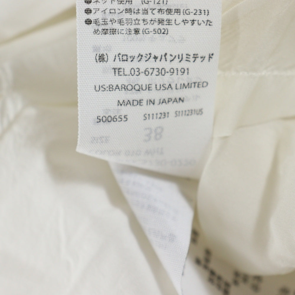 ENFOLD(エンフォルド) プリーツ加工 ドッキング ノーカラー プルオーバー 長袖シャツ ブラウス チェニック ホワイト レディース 300CS730-0220