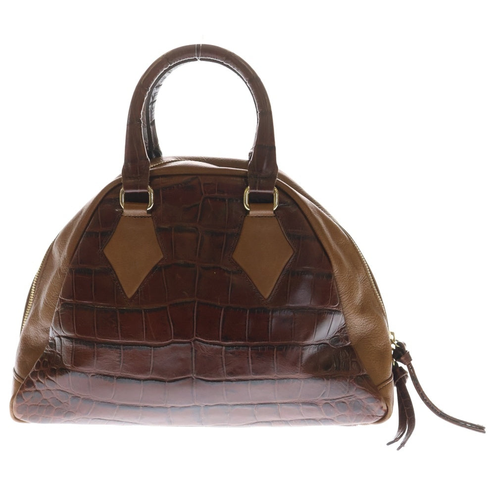 Vivienne Westwood(ヴィヴィアンウエストウッド) クロコ型押し レザー ハンド バッグ ブラウン レディース