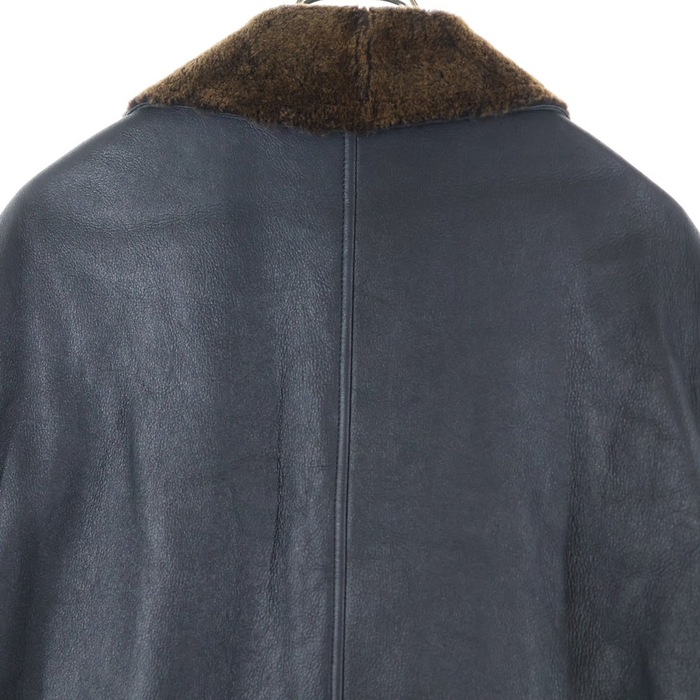 Ermenegildo Zegna(エルメネジルドゼニア) イタリア製 ボタンアップ テーラードカラー リアルムートンレザーコート ジャケット ブラック