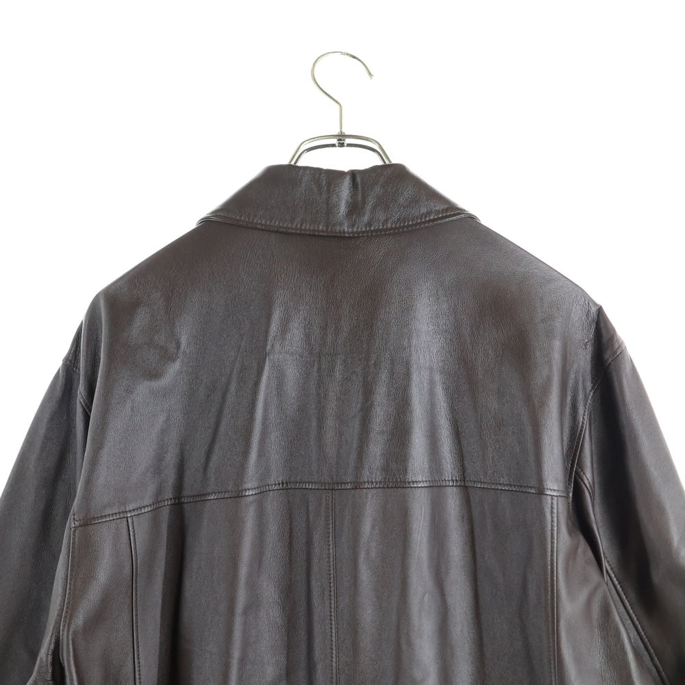 AC BANG(エーシーバング) ボタンアップ ステンカラー レザージャケット ブラウン