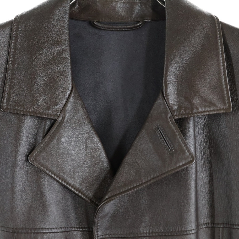 AC BANG(エーシーバング) ボタンアップ ステンカラー レザージャケット ブラウン