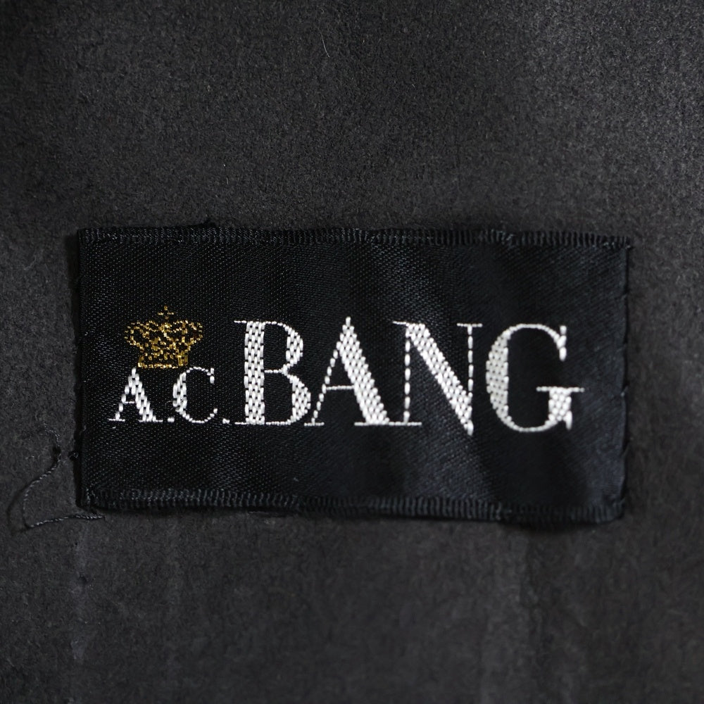 AC BANG(エーシーバング) ボタンアップ ステンカラー レザージャケット ブラウン