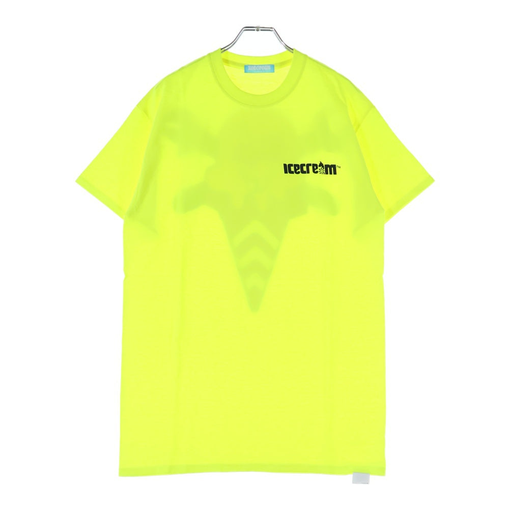 ICE CREAM(アイスクリーム) 19SS ×YOPPI CONE&BONES ヨッピー コーン アンド ボーンズ ロゴデザイン クルーネック カットソー 半袖Tシャツ イエロー ICJP195ST014