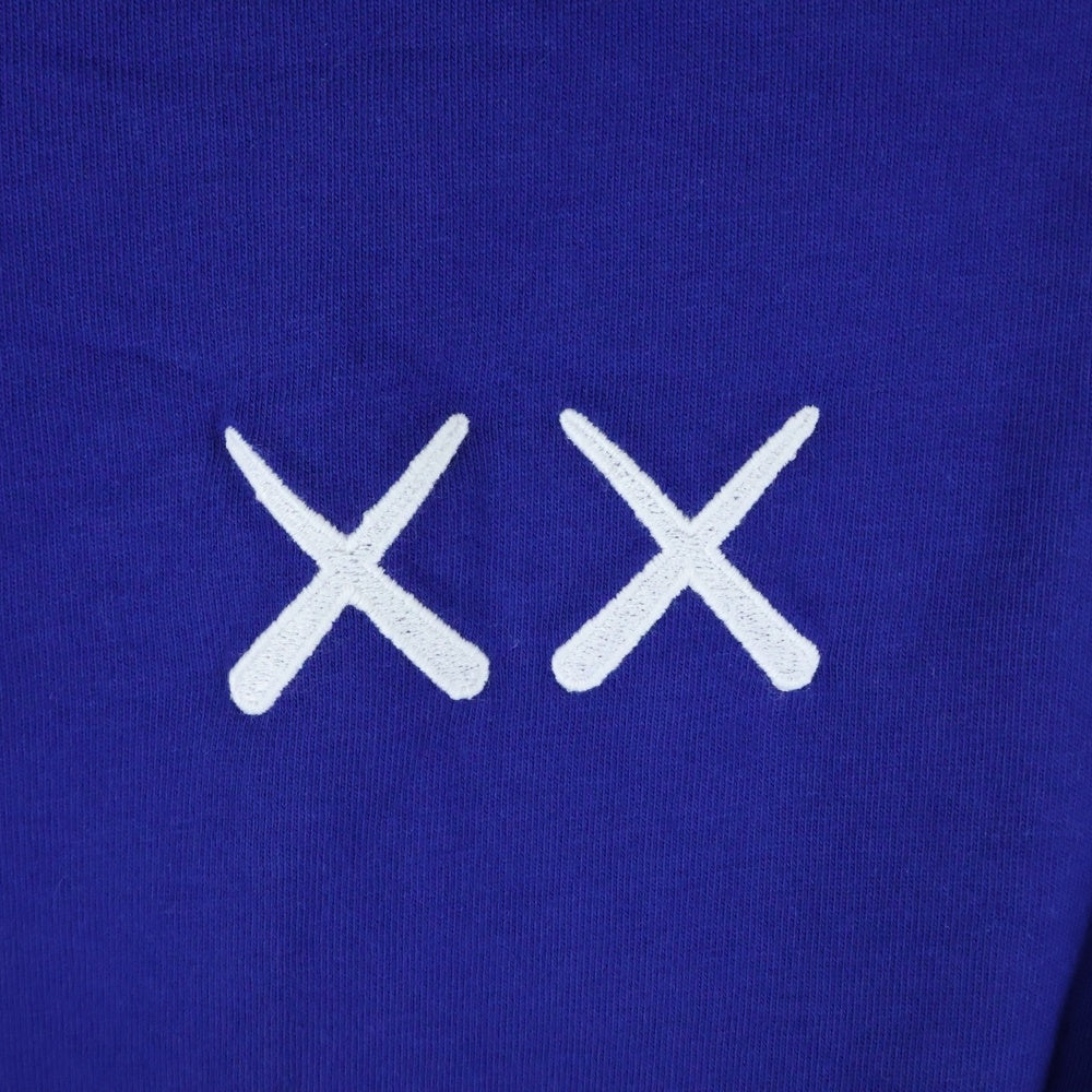 THE NORTH FACE(ザノースフェイス) ×KAWS S/S TEE カウズ フロントロゴ刺繍 Tシャツ 半袖クルーネックカットソー ブルー