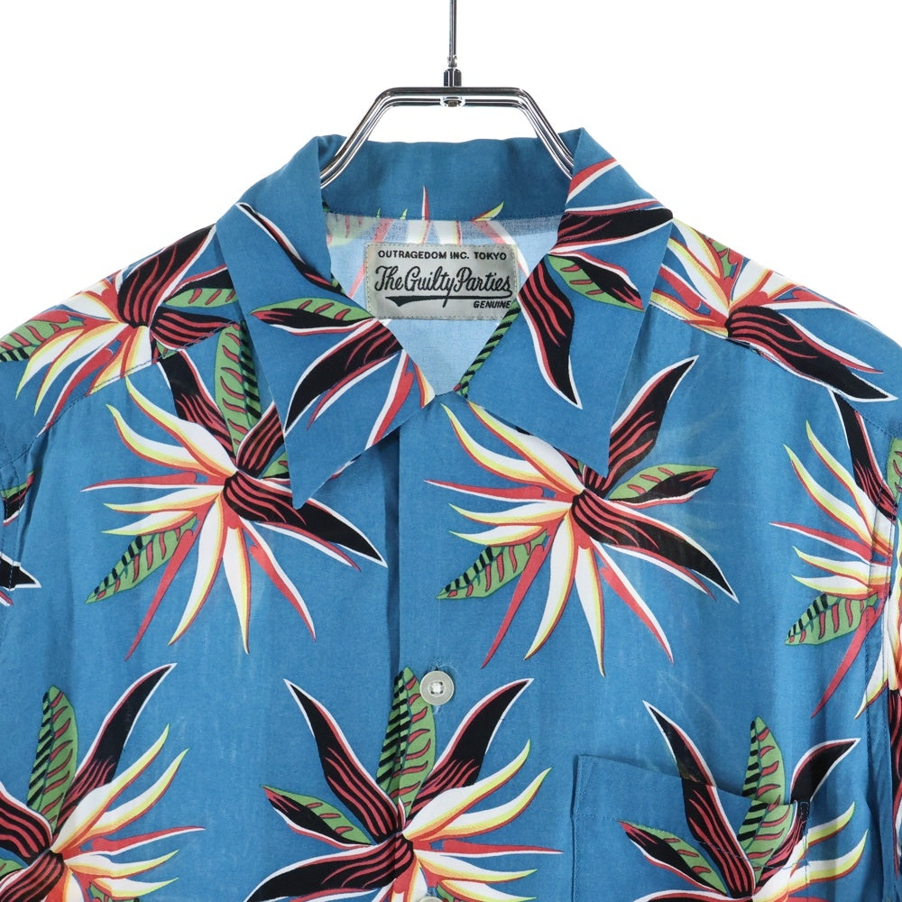WACKO MARIA(ワコマリア) 15SS TROPICAL FLOWER ALOHA SHIRT トロピカルフラワー 花総柄 半袖レーヨンアロハシャツ ブルー