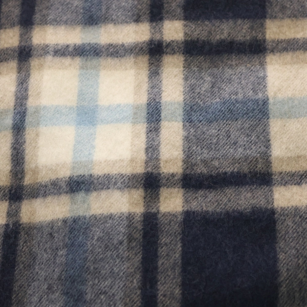 NO BRAND(ノーブランド) HILLTOP(ヒルトップ) チェック柄 ラムウール混ストール ブルー/ホワイト/ベージュ レディース