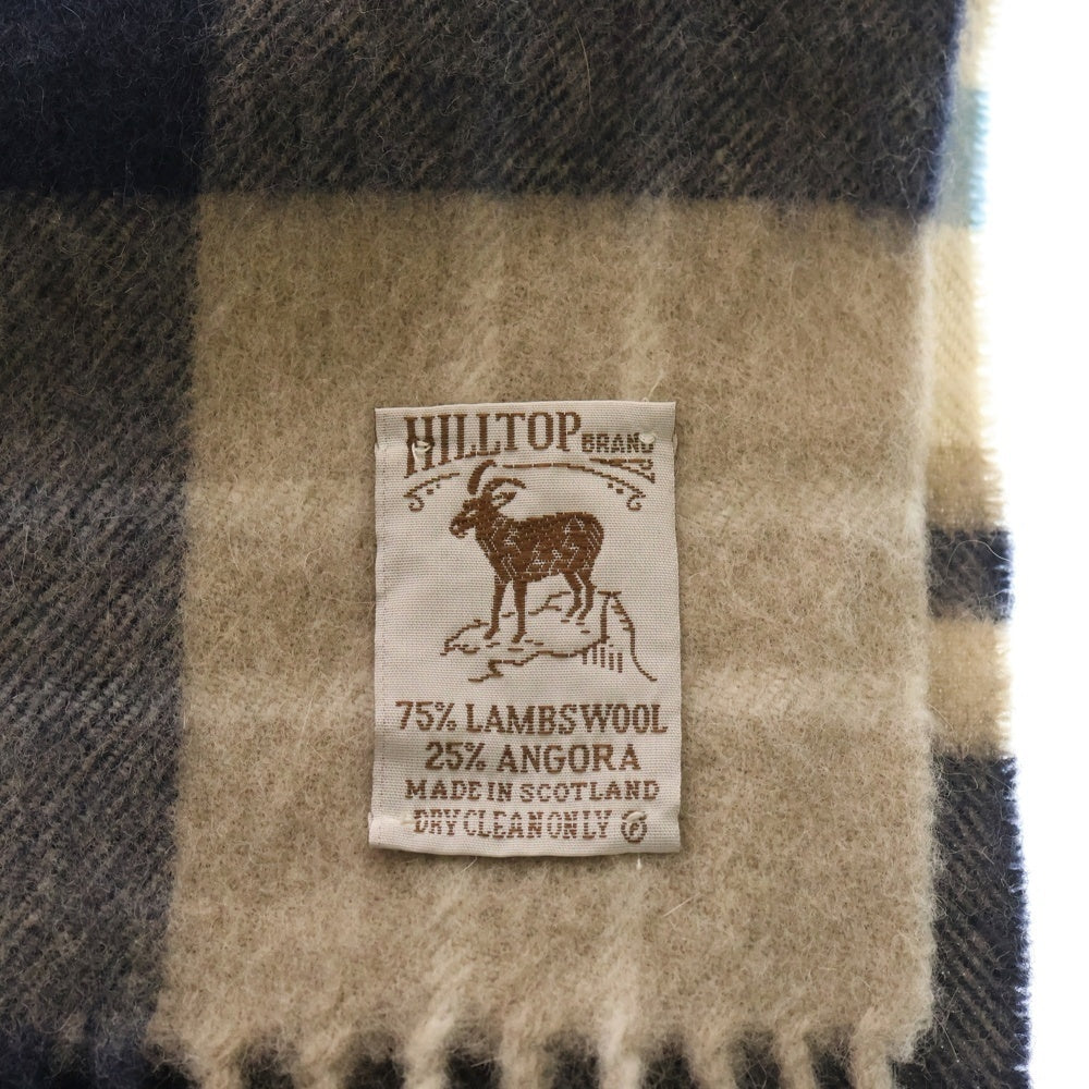 NO BRAND(ノーブランド) HILLTOP(ヒルトップ) チェック柄 ラムウール混ストール ブルー/ホワイト/ベージュ レディース