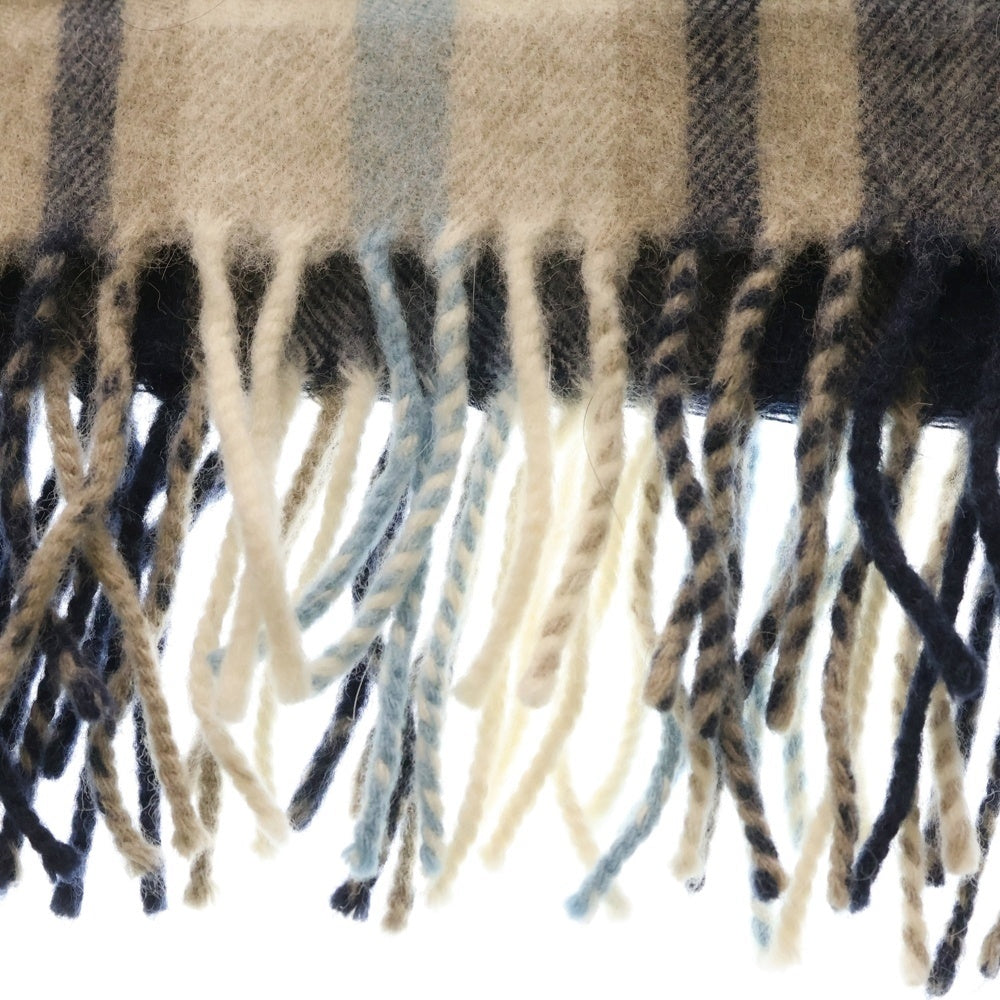 NO BRAND(ノーブランド) HILLTOP(ヒルトップ) チェック柄 ラムウール混ストール ブルー/ホワイト/ベージュ レディース