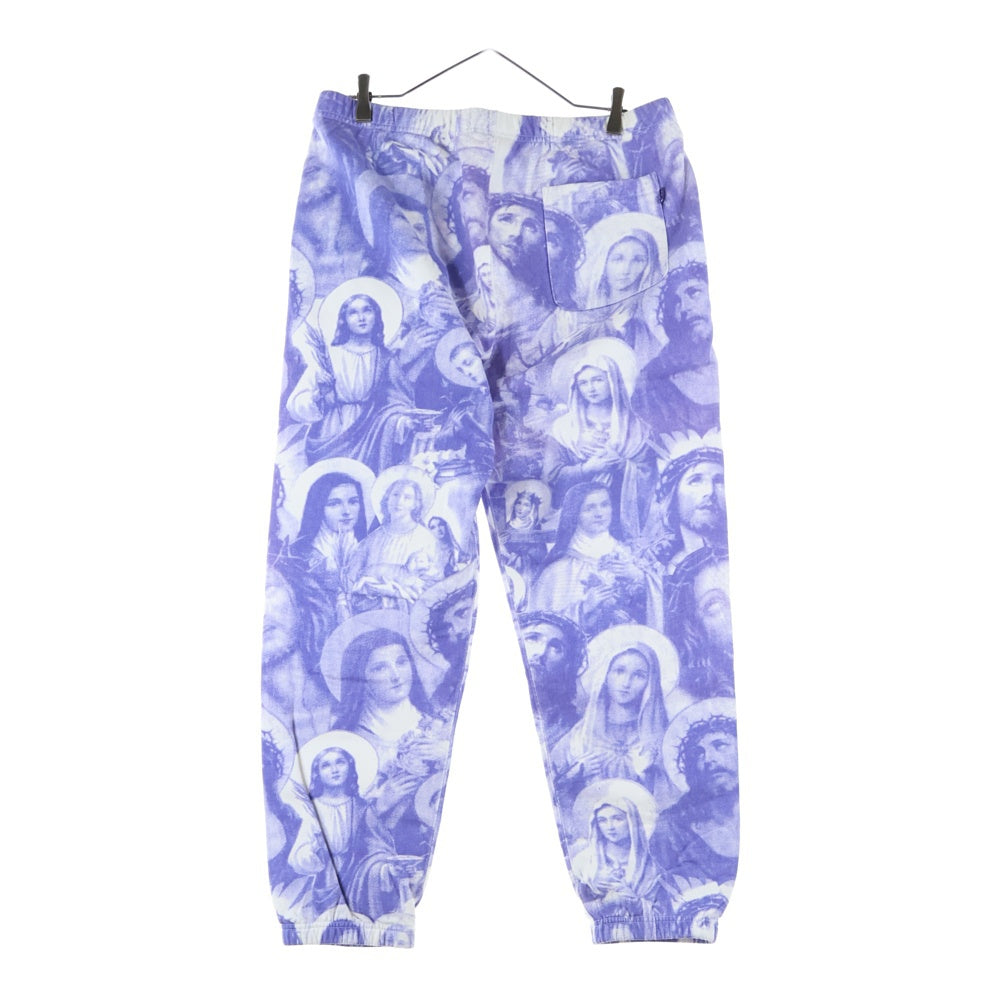 SUPREME(シュプリーム) 18AW Jesus and Mary Sweatpant ジーザス アンド メリー 総柄 スウェットロングパンツ パープル/ホワイト