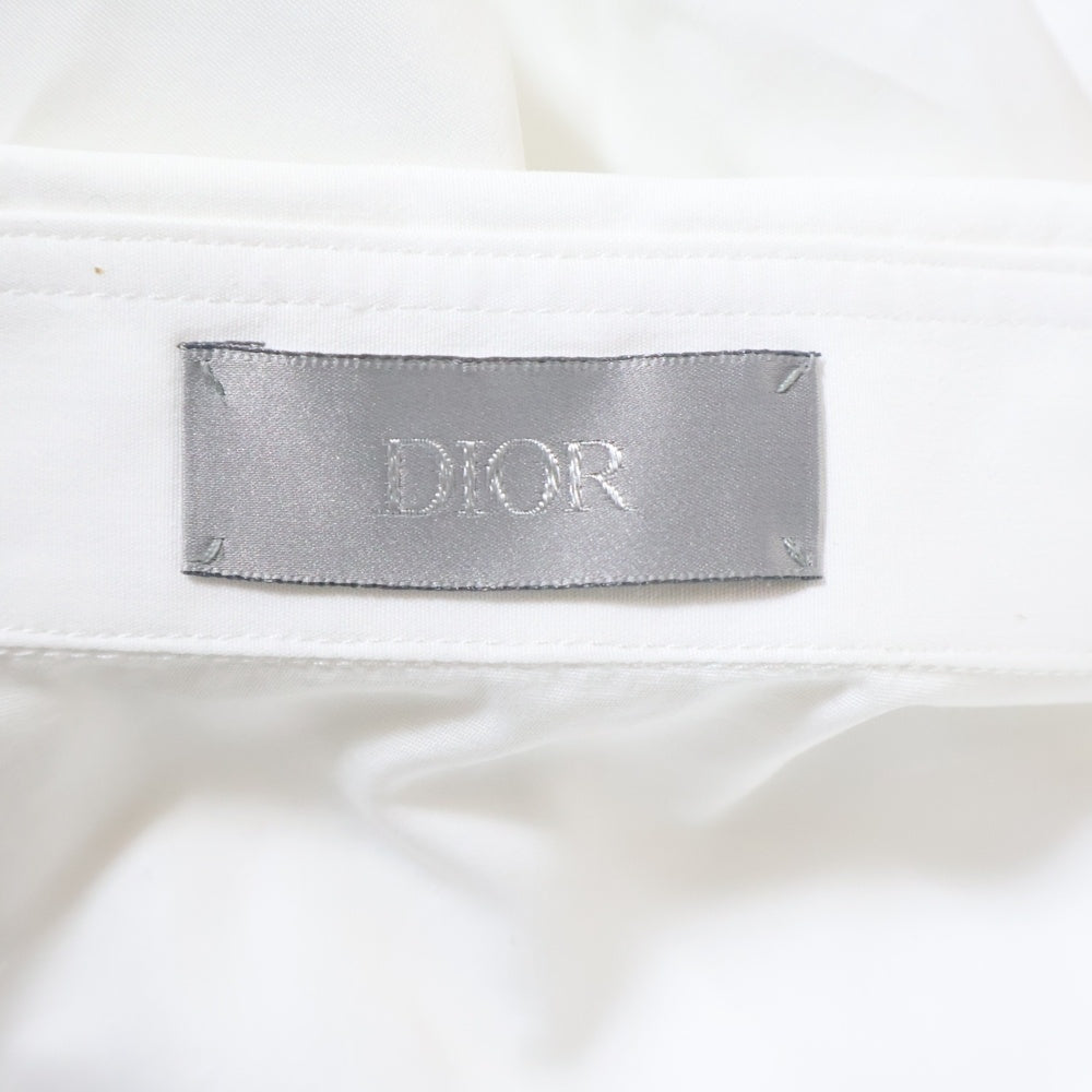 DIOR(ディオール) 18SS 襟ロゴ刺繍 比翼 コットン 長袖シャツ ホワイト 463C541W6680