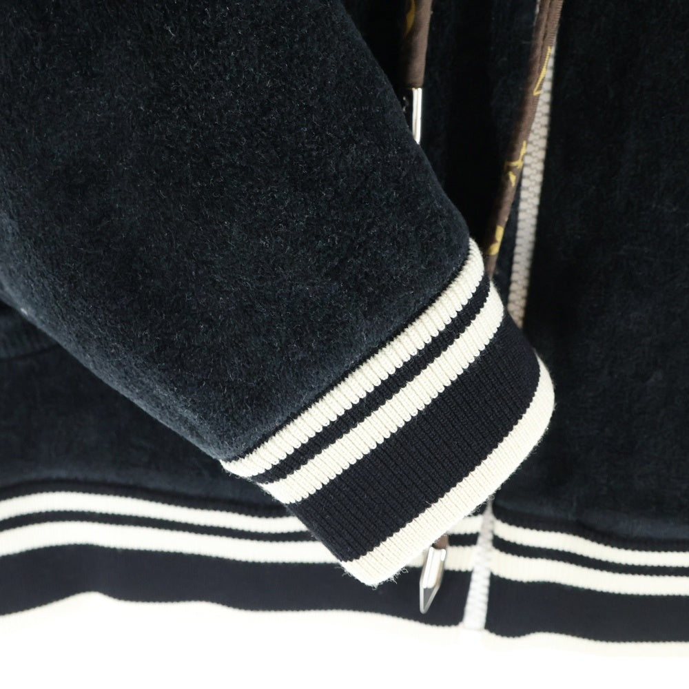 LOUIS VUITTON(ルイヴィトン) 20AW モノグラムドローストリング ロゴ刺繍 コットン ジップアップパーカー ブラック レディース RW202W XZU FJKC19