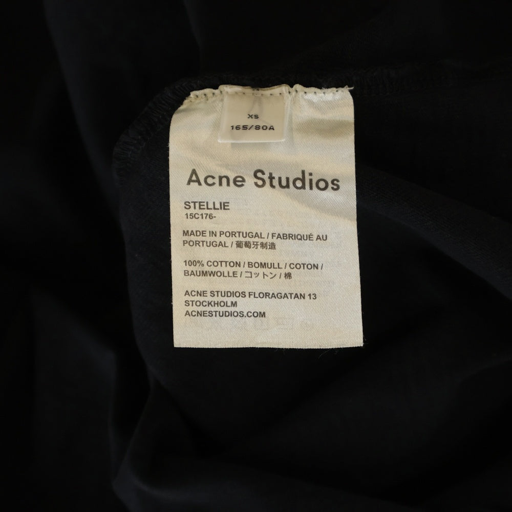Acne Studios(アクネ ストゥディオズ) STELLIE PSS18 ステリー フロントロゴデザイン クルーネック カットソー 半袖Tシャツ ブラック 15C176
