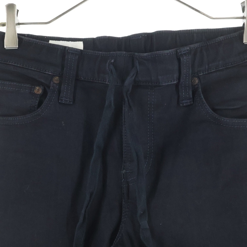 BIG JOHN(ビッグジョン) 革パッチ マルチポケット ドローストリング ジップアップ デニムスキニーパンツ ブラック MMM336H