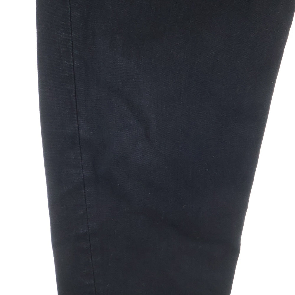 BIG JOHN(ビッグジョン) 革パッチ マルチポケット ドローストリング ジップアップ デニムスキニーパンツ ブラック MMM336H