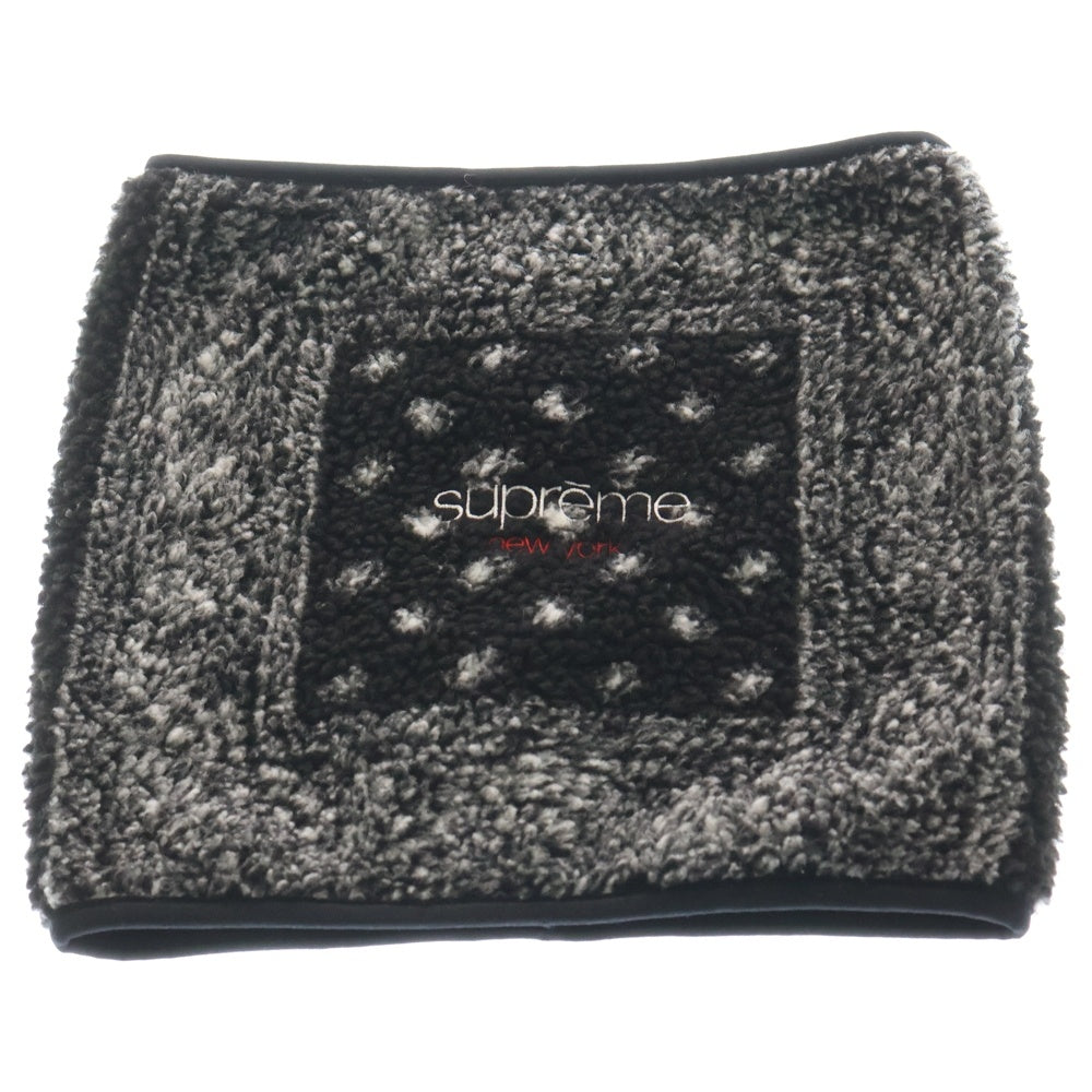 SUPREME(シュプリーム) 19AW Bandana Fleece Neck Gaiter バンダナ柄 ワンポイントデザイン ロゴエンブロイダリー ネックウォーマー ブラック