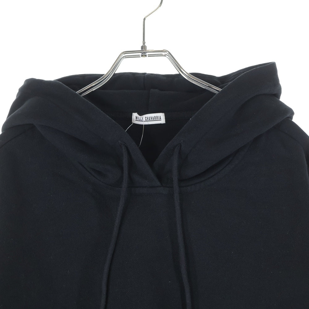 WILLY CHAVARRIA(ウィリーチャバリア) カンガルーポケット ドローストリング フーデッド スウェット パーカー ブラック