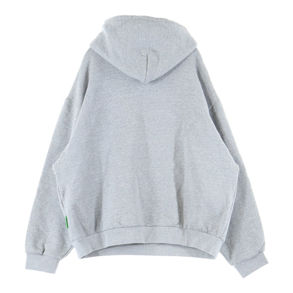 WILLY CHAVARRIA(ウィリーチャバリア) カンガルーポケット 胸ジップポケット ドローストリング フーデッド スウェット パーカー グレー