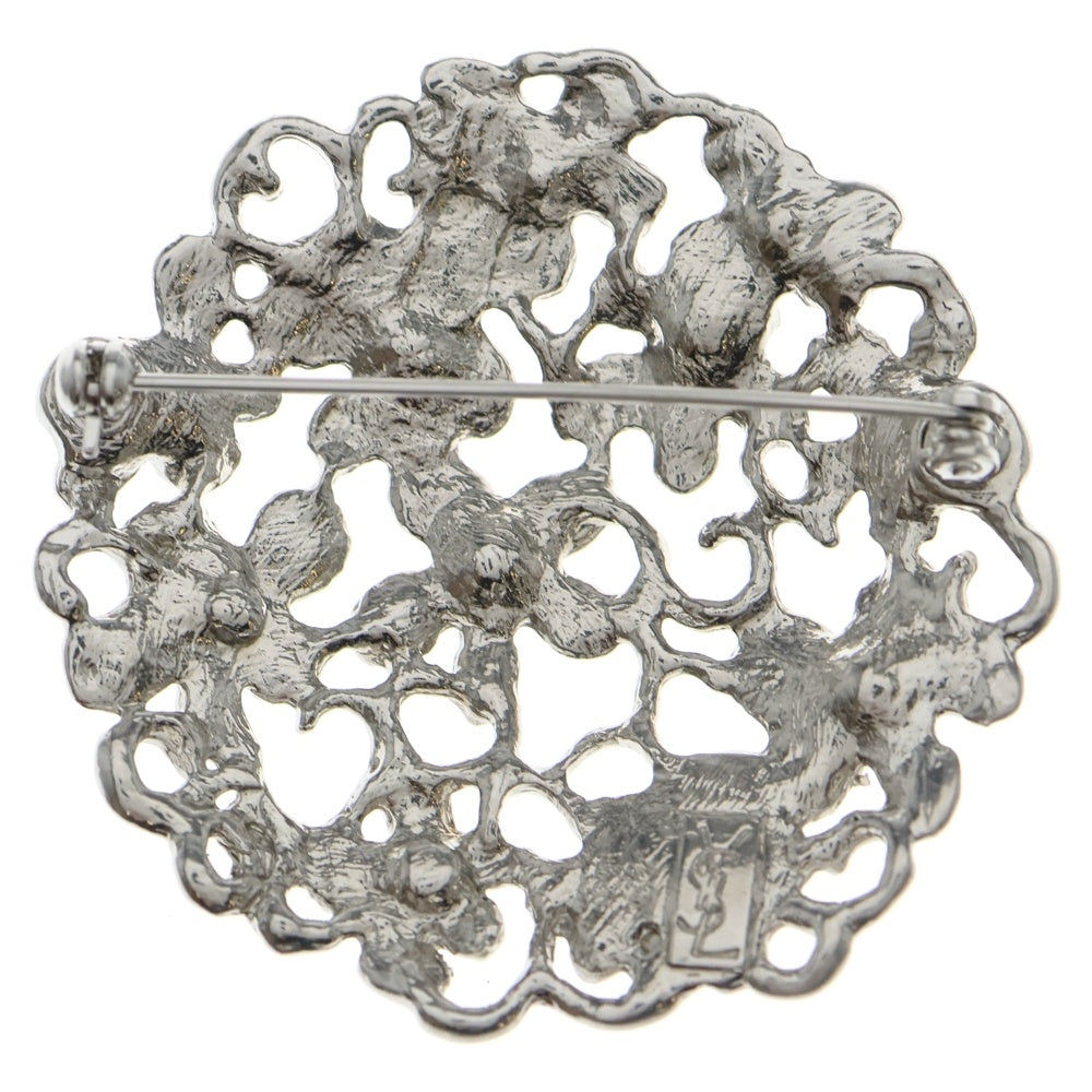 YVES SAINT LAURENT(イヴサンローラン) フラワーモチーフ ブローチ シルバー レディース