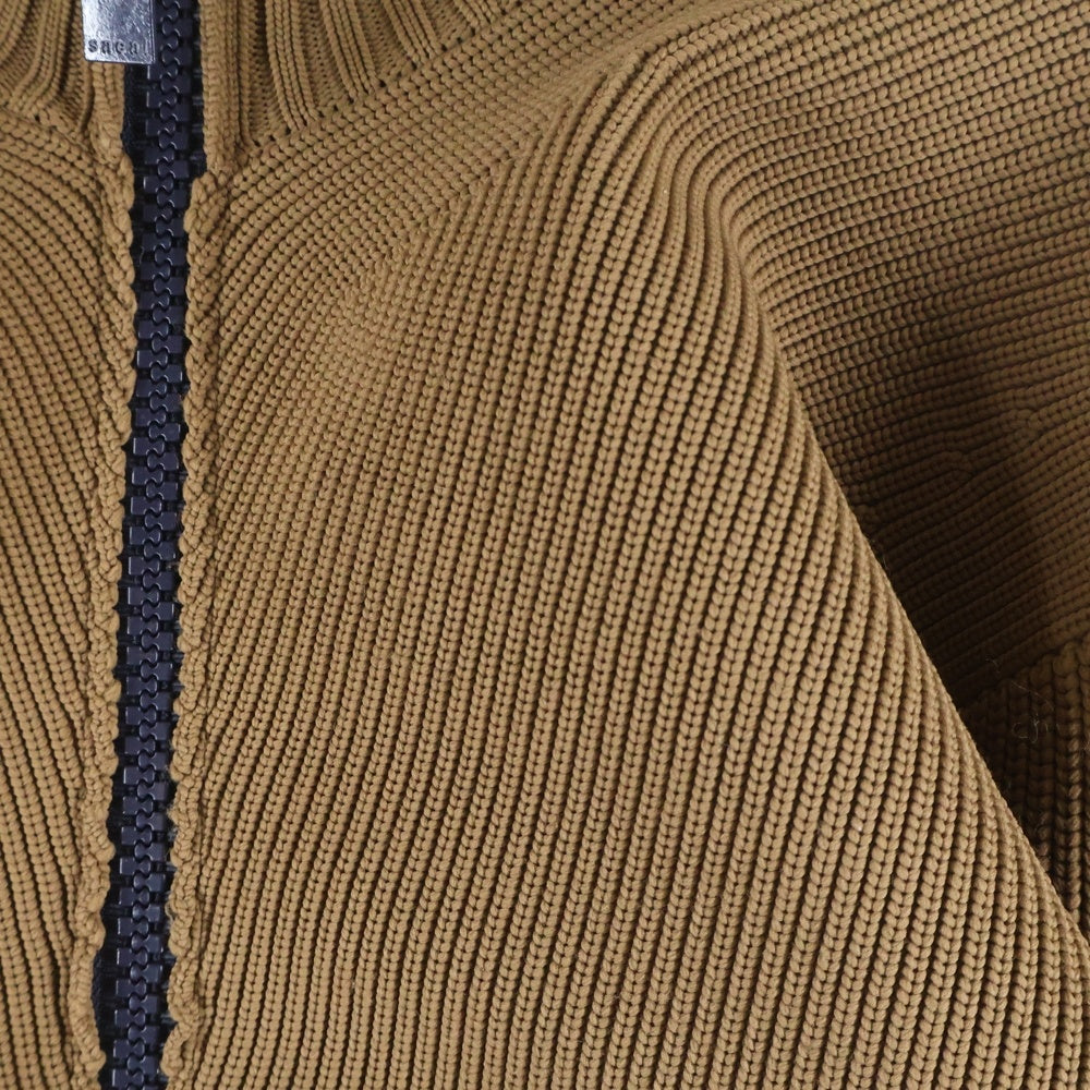 Sacai(サカイ) スタンドカラー 変形ニット ジップアップジャケット ブラウン/ネイビー レディース 24-07358