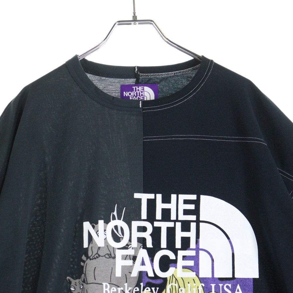 THE NORTH FACE(ザノースフェイス) CRAZY H/S LOGO TEE クレイジーロゴデザイン クルーネック カットソー 半袖Tシャツ ブラック/グリーン NT3009N