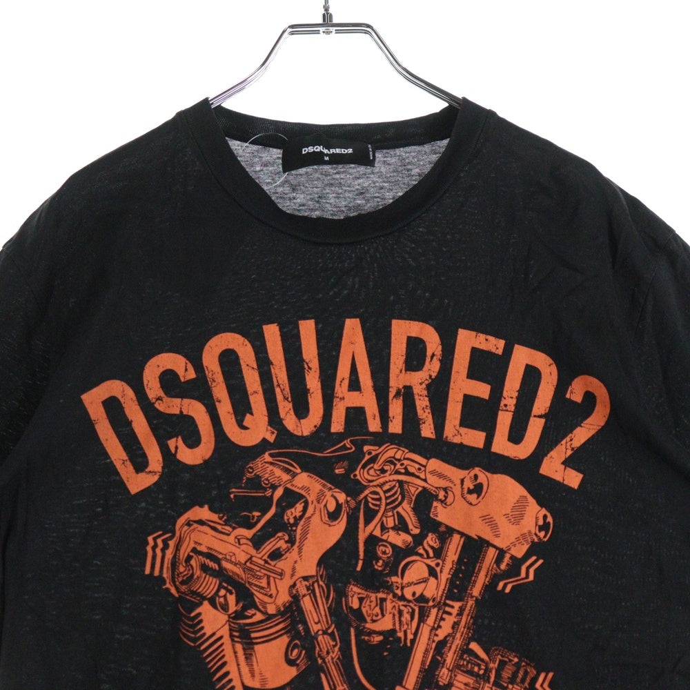 DSQUARED2(ディースクエアード) フロントロゴデザイン クルーネック カットソー 半袖Tシャツ ブラック S74GD0636