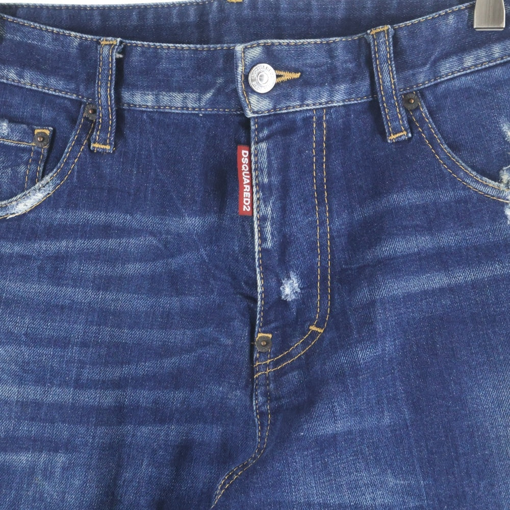 DSQUARED2(ディースクエアード) ダメージ加工 マルチポケット ジップアップ デニムパンツ インディゴ S74LB0684