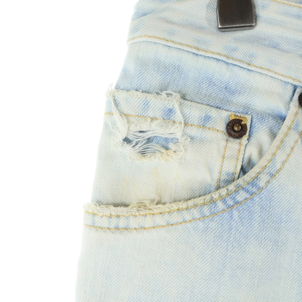 DSQUARED2(ディースクエアード) STRAIGHT LEG BOOT CUT JEAN ストレート ブーツカット ダメージ加工 マルチポケット ジップアップ デニムパンツ ホワイト S74LB0662