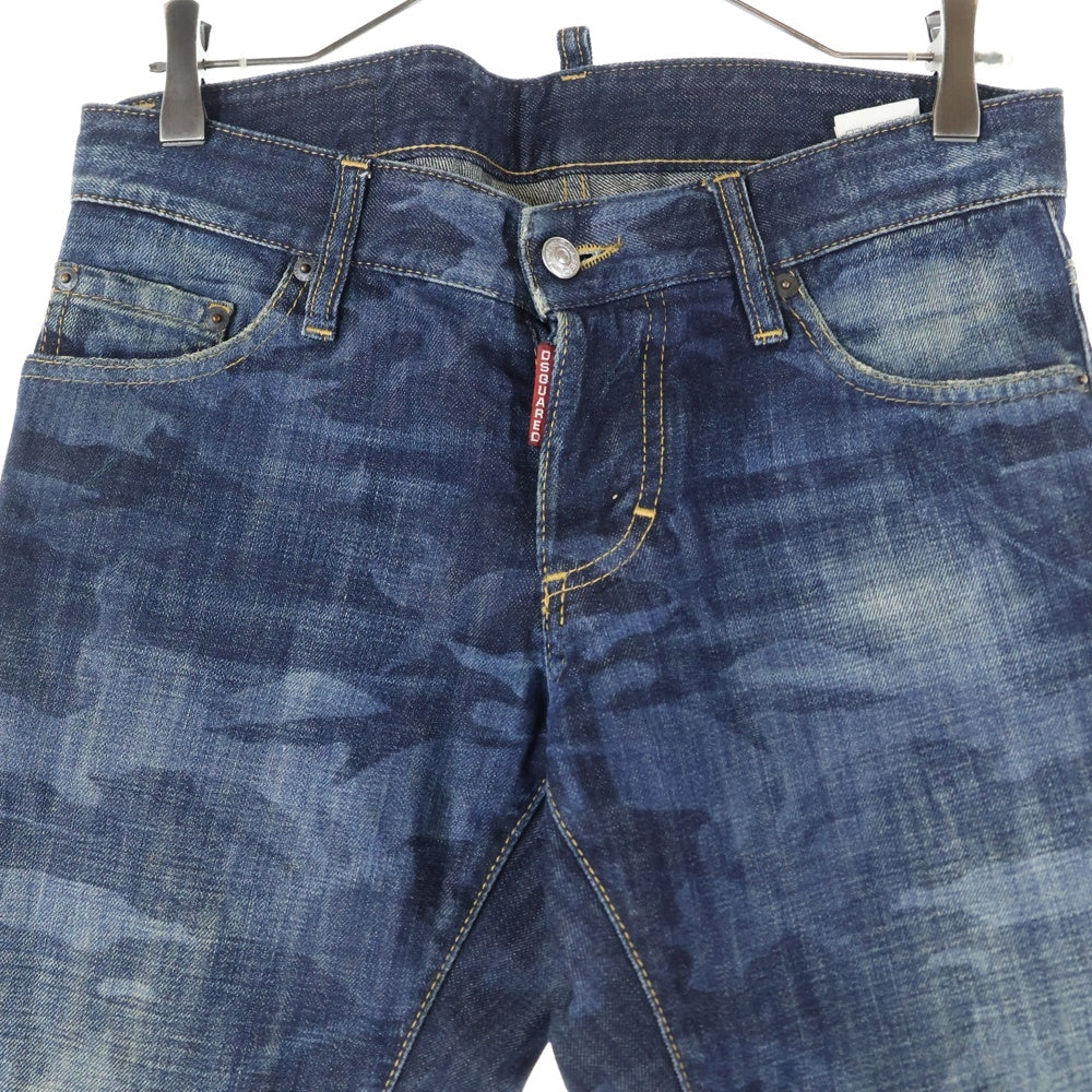 DSQUARED2(ディースクエアード) カモ柄 マルチポケット ジップアップ ストレートデニムパンツ インディゴ S74LA0613