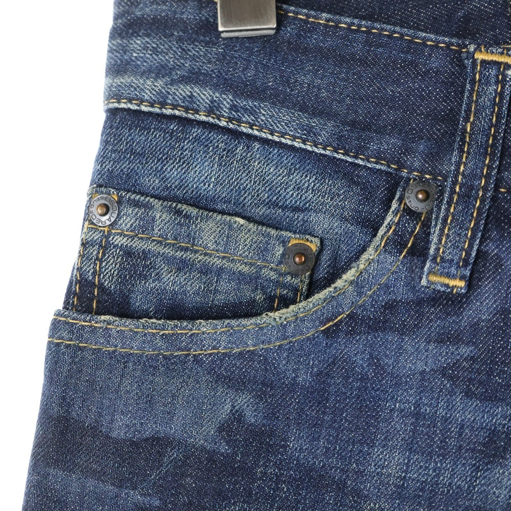 DSQUARED2(ディースクエアード) カモ柄 マルチポケット ジップアップ ストレートデニムパンツ インディゴ S74LA0613
