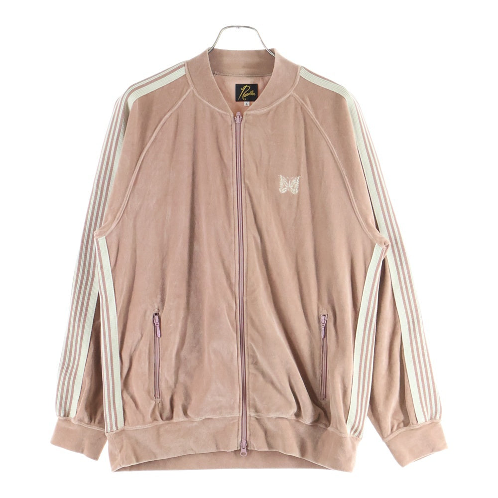 Needles(ニードルス) R.C. TRACK JACKET C/PE VELOUR ロゴデザイン サイドライン ジップアップ ベロア トラックジャケット ベージュ MR291