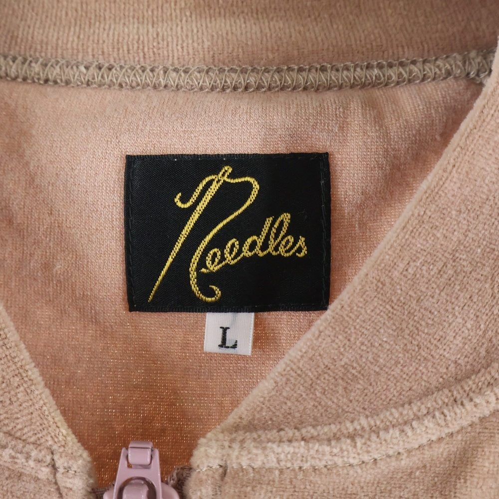 Needles(ニードルス) R.C. TRACK JACKET C/PE VELOUR ロゴデザイン サイドライン ジップアップ ベロア トラックジャケット ベージュ MR291