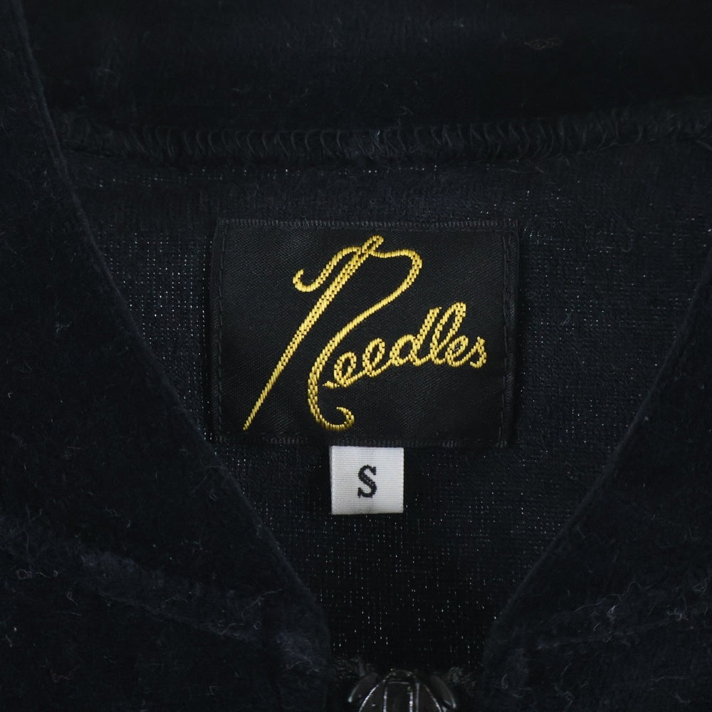 Needles(ニードルス) 24SS RC Track Jacket フロントロゴ刺繍 ベロア ジップアップ トラックジャケット ブラック/ブルー OT233