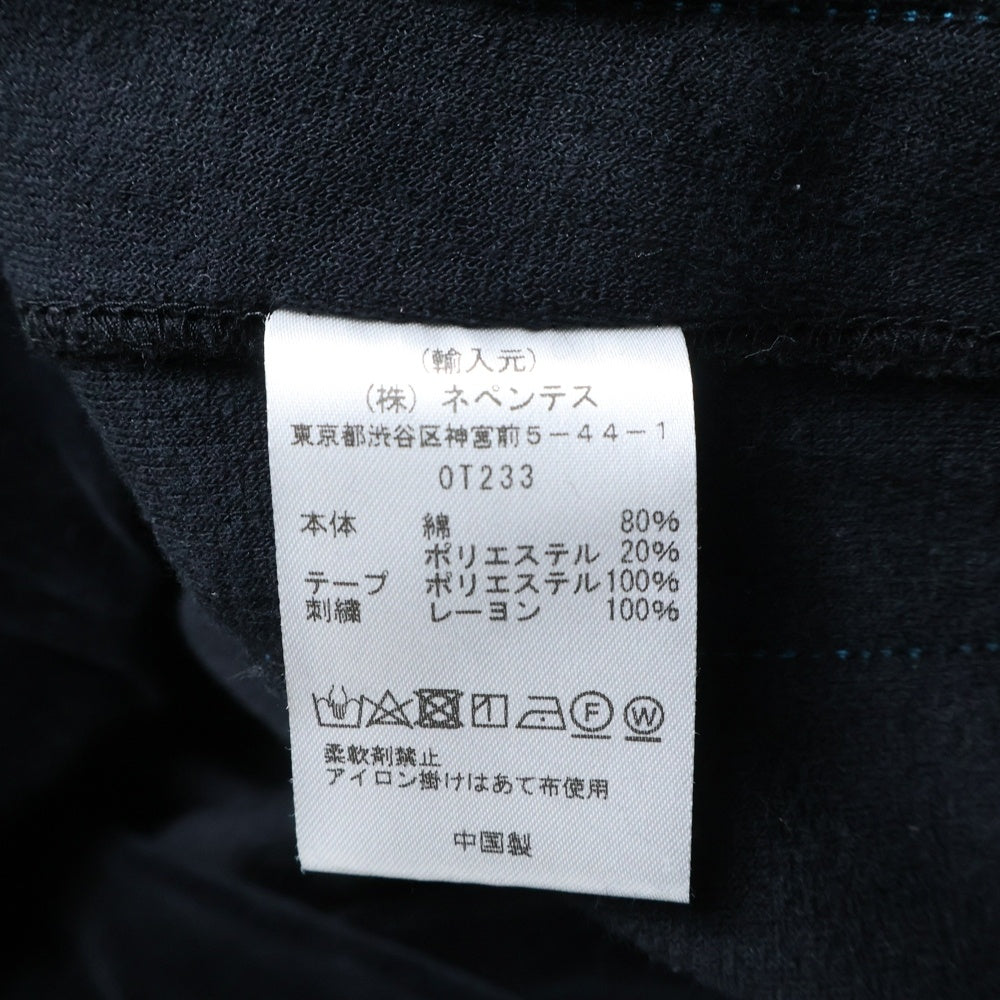 Needles(ニードルス) 24SS RC Track Jacket フロントロゴ刺繍 ベロア ジップアップ トラックジャケット ブラック/ブルー OT233