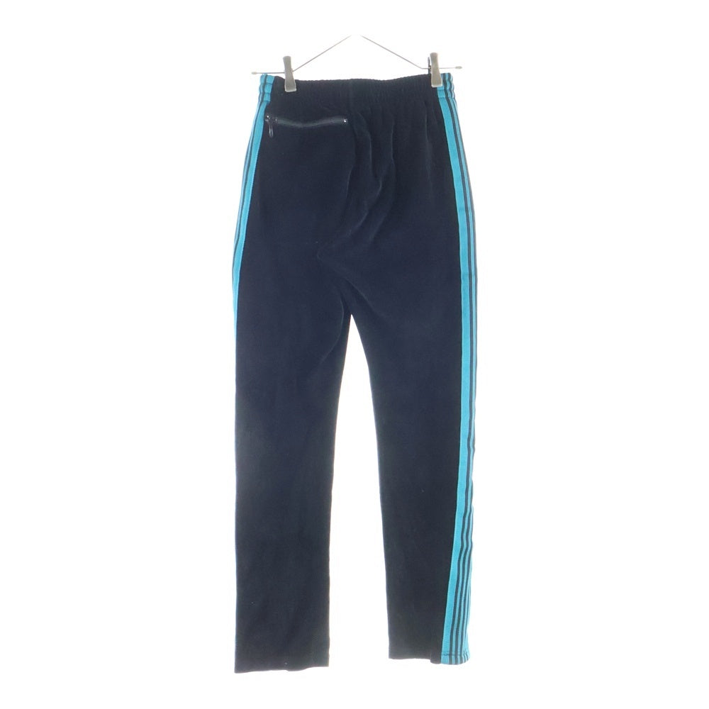 Needles(ニードルス) 24SS Narrow Track Pants ロゴ刺繍 ベロア トラックパンツ ブラック/ブルー OT235