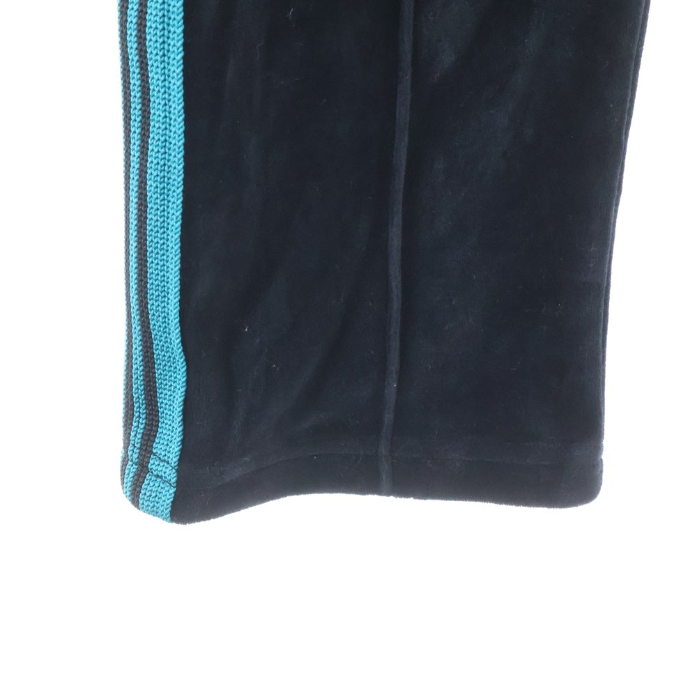 Needles(ニードルス) 24SS Narrow Track Pants ロゴ刺繍 ベロア トラックパンツ ブラック/ブルー OT235