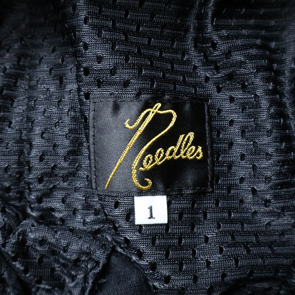 Needles(ニードルス) 24SS Narrow Track Pants ロゴ刺繍 ベロア トラックパンツ ブラック/ブルー OT235