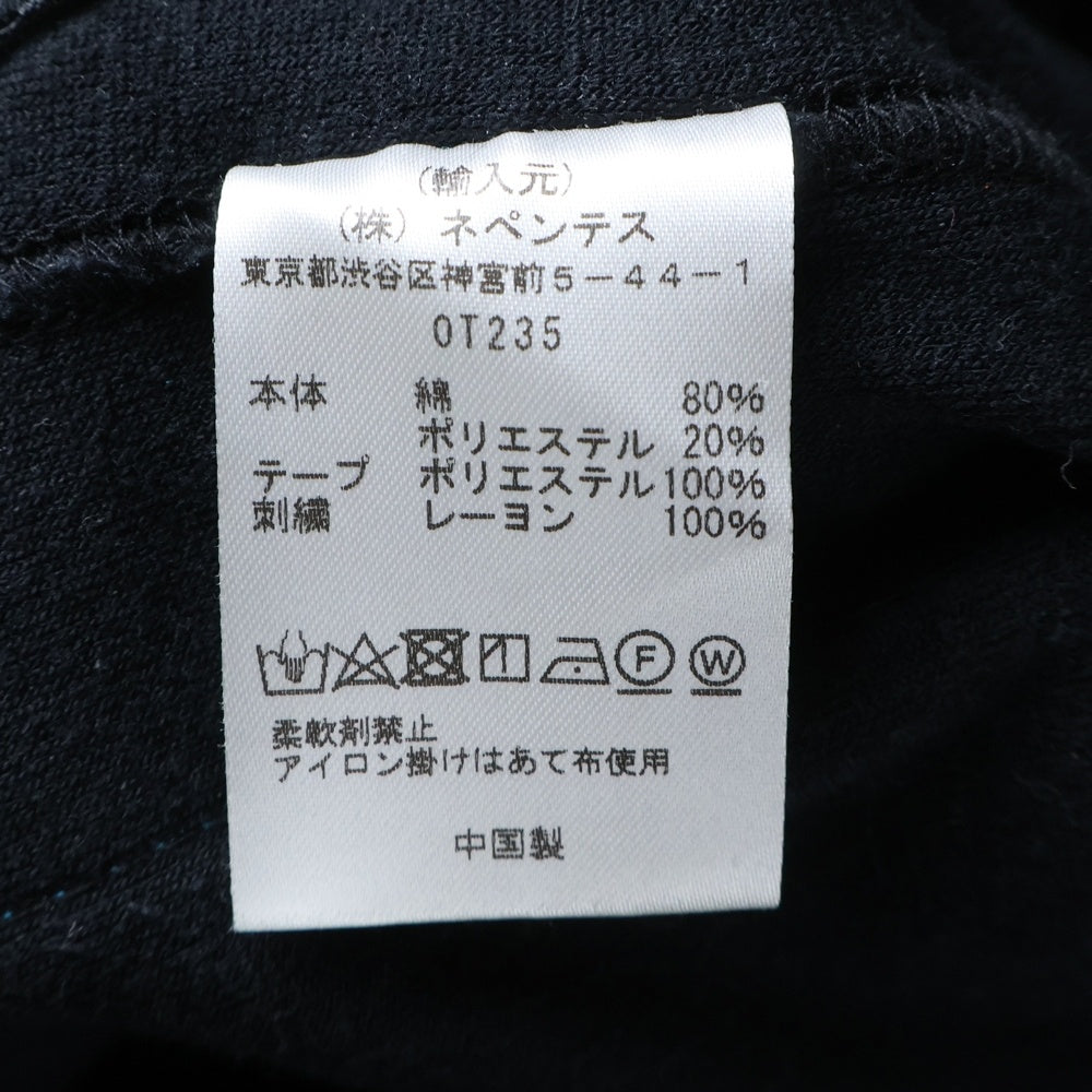 Needles(ニードルス) 24SS Narrow Track Pants ロゴ刺繍 ベロア トラックパンツ ブラック/ブルー OT235