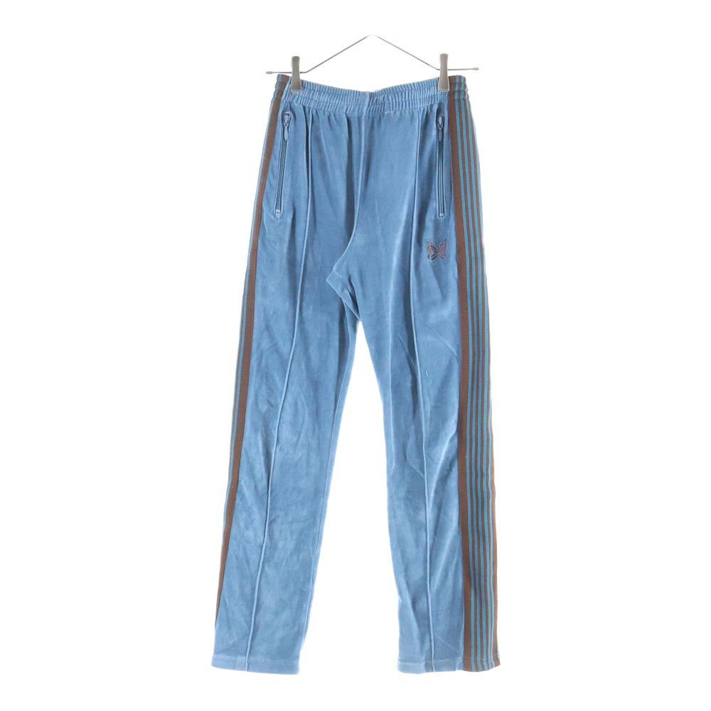 Needles(ニードルス) 23SS Narrow Track Pants ロゴ刺繍 ベロア トラックパンツ ブルー/ブラウン MR293