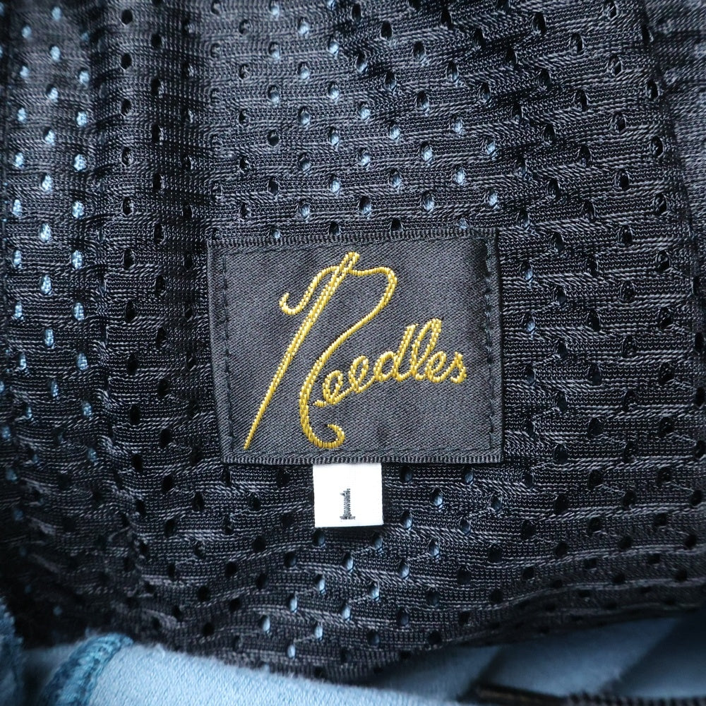 Needles(ニードルス) 23SS Narrow Track Pants ロゴ刺繍 ベロア トラックパンツ ブルー/ブラウン MR293