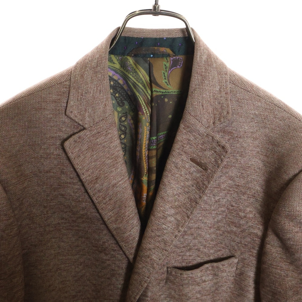 ETRO(エトロ) 裏地ペイズリー柄 2B シルクテーラードジャケット ベージュ 132-10853-0366