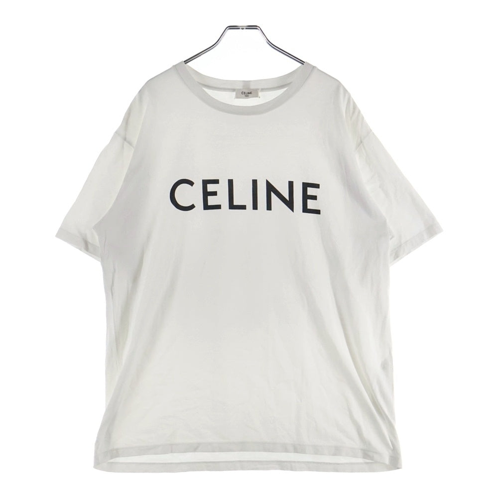 CELINE(セリーヌ) LOGO PRINT T-SHIRTS ロゴプリントコットンジャージー クルーネック半袖Tシャツ 半袖カットソー ホワイト 2X681671Q