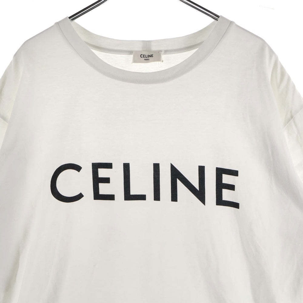 CELINE(セリーヌ) LOGO PRINT T-SHIRTS ロゴプリントコットンジャージー クルーネック半袖Tシャツ 半袖カットソー ホワイト 2X681671Q