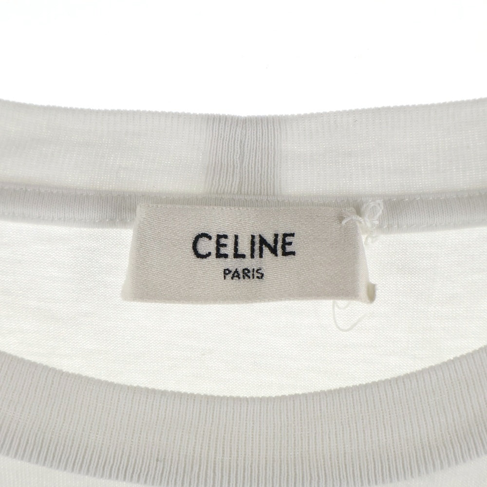 CELINE(セリーヌ) LOGO PRINT T-SHIRTS ロゴプリントコットンジャージー クルーネック半袖Tシャツ 半袖カットソー ホワイト 2X681671Q
