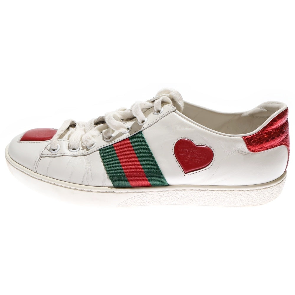 GUCCI(グッチ) エース エンブロイダリー シェリーライン ハート レザー ローカットスニーカー ホワイト 435638