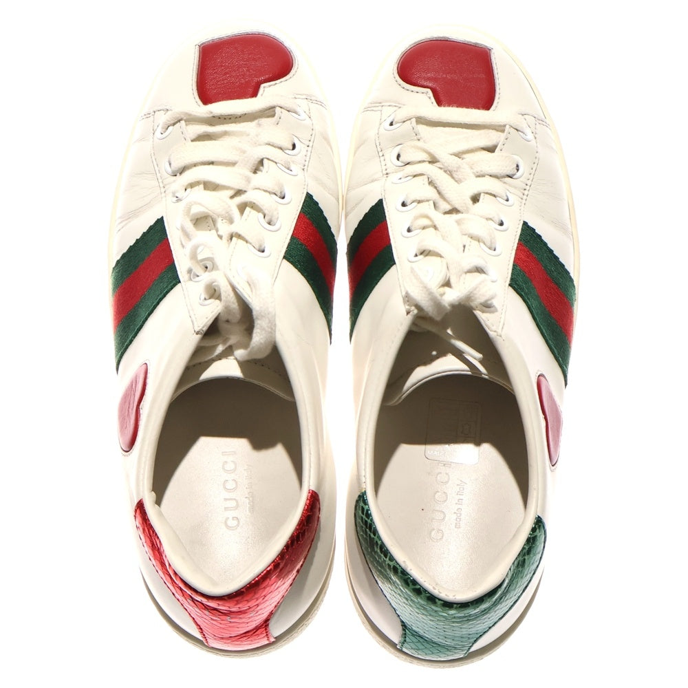 GUCCI(グッチ) エース エンブロイダリー シェリーライン ハート レザー ローカットスニーカー ホワイト 435638