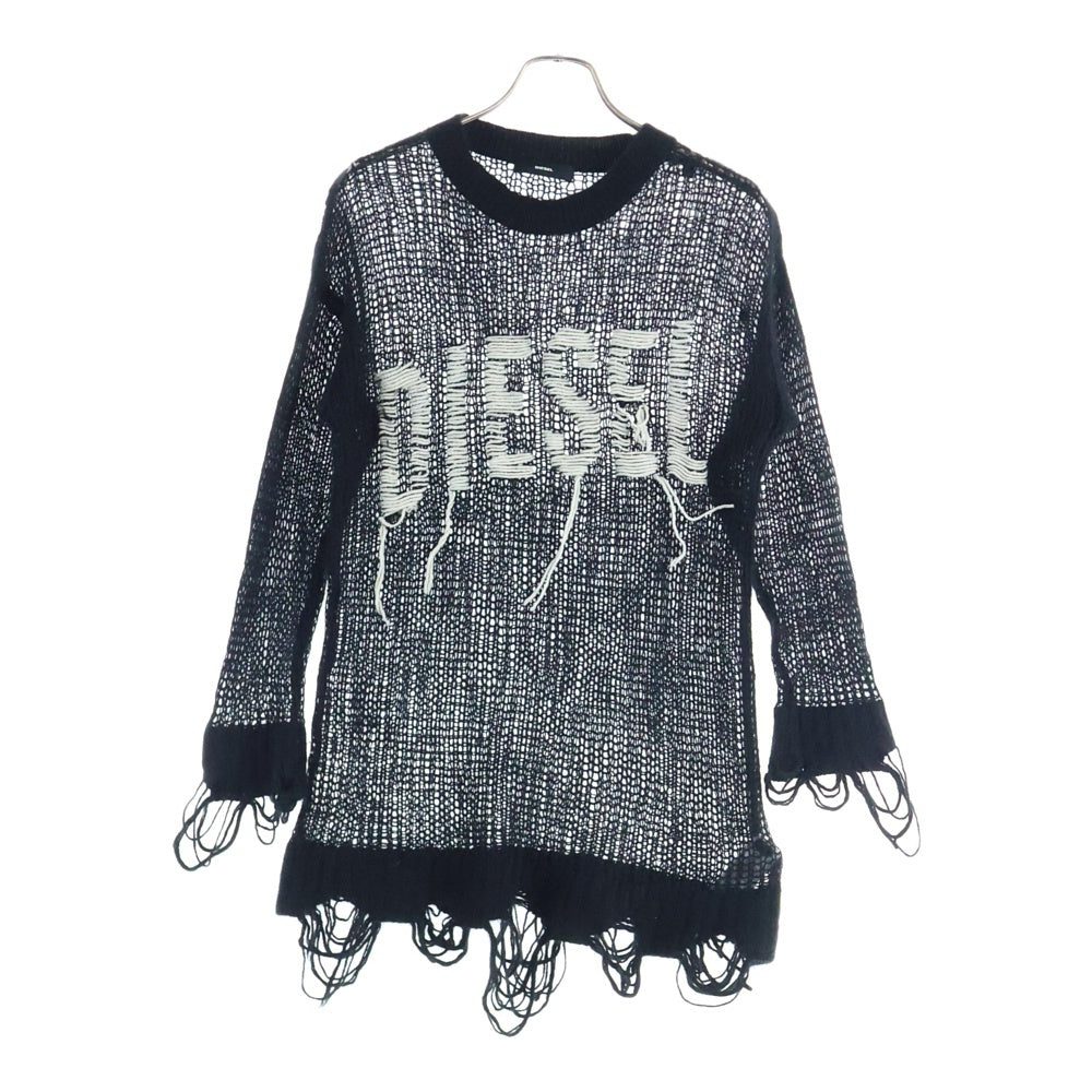 DIESEL(ディーゼル) カットオフ加工 ローゲージ クルーネックニットセーター レディース ブラック 00SYX5
