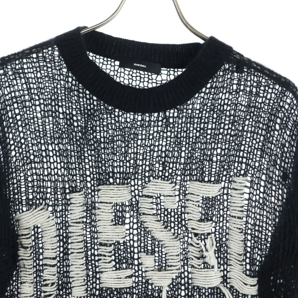 DIESEL(ディーゼル) カットオフ加工 ローゲージ クルーネックニットセーター レディース ブラック 00SYX5