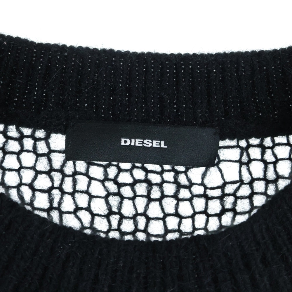 DIESEL(ディーゼル) カットオフ加工 ローゲージ クルーネックニットセーター レディース ブラック 00SYX5