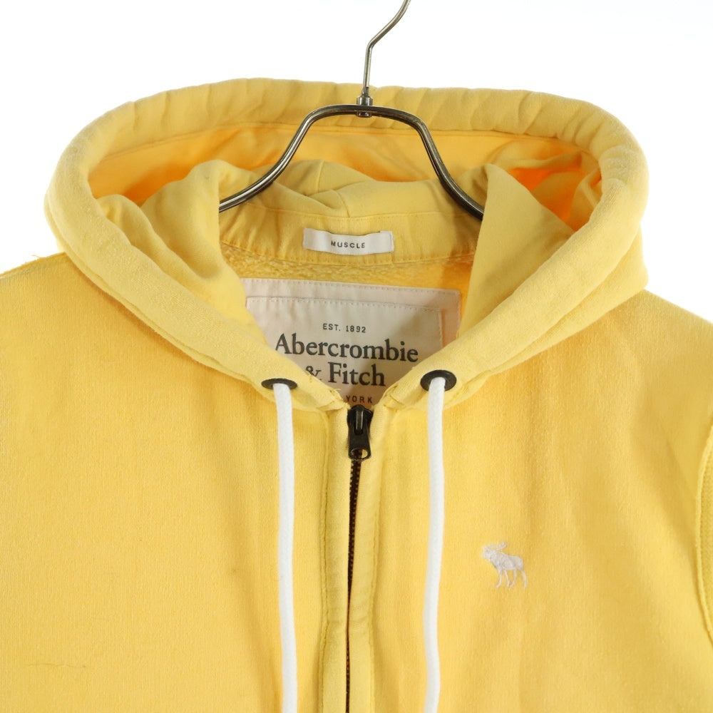 Abercrombie&Fitch(アバクロンビーアンドフィッチ) MUSCLE マッスル フロントロゴエンブロイダリー ジップアップフーディー パーカー イエロー